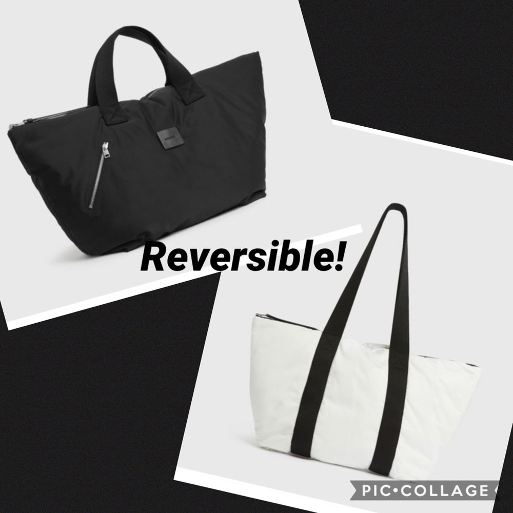 NEW AllSaints reversible E/W tote bag - black and white